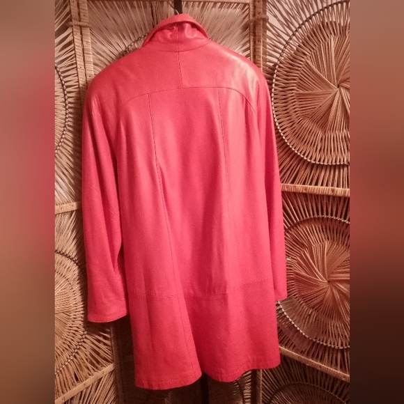 Vakko Red Leather Coat Small ♥️ - Picture 4 of 11